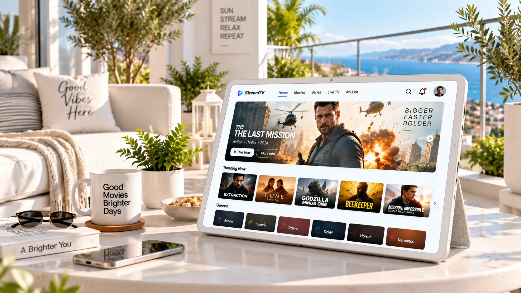 Vier IPTV-Box-Typen nebeneinander: Android-Box, MAG Set-Top-Box, Formuler Z-Serie und Dreamlink T3L mit Anschlüssen und Fernbedienungen