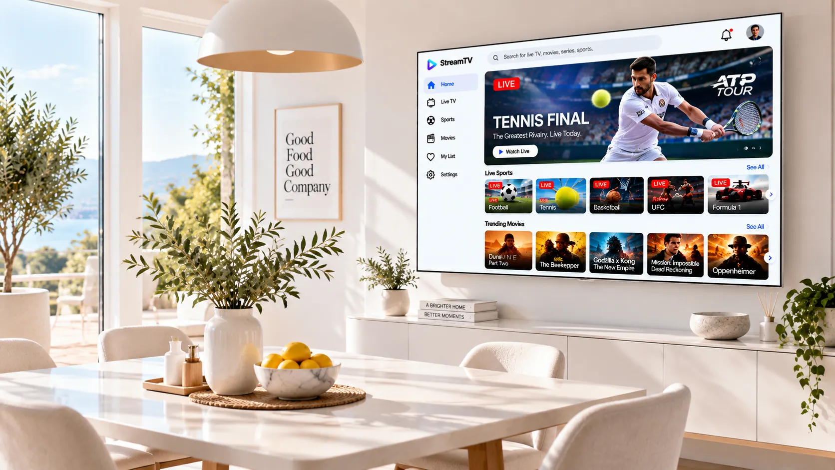 MAG 520w3 Set-Top-Box links und Formuler Z Mini Set-Top-Box rechts nebeneinander mit Fernbedienungen auf neutralem Hintergrund