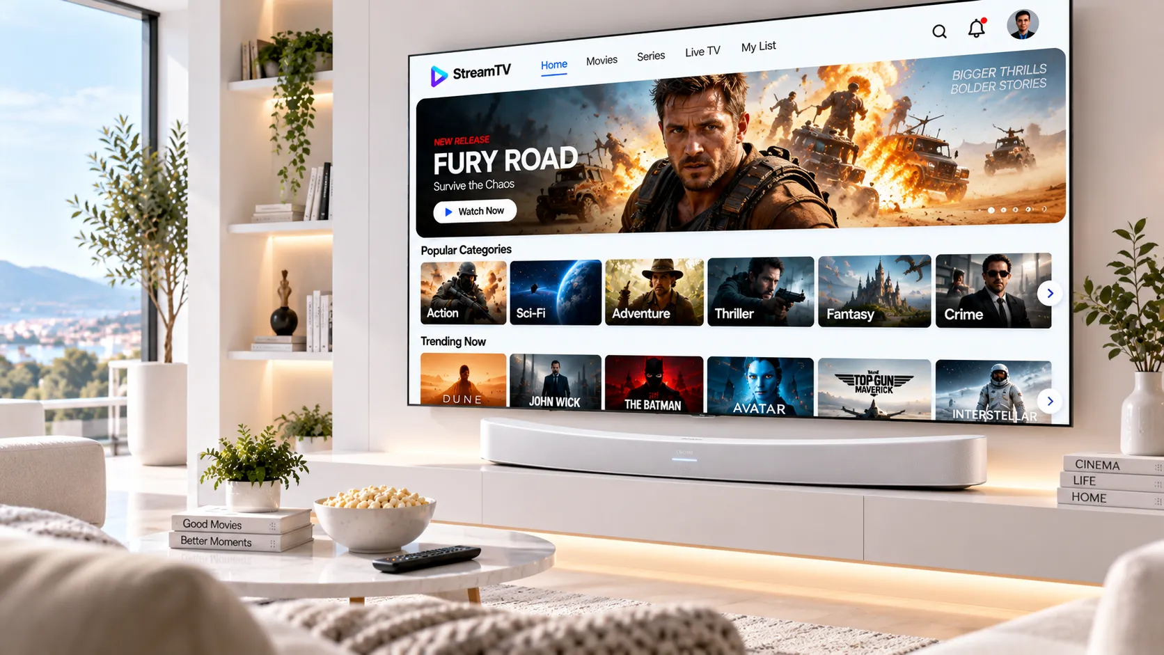 Samsung Smart TV und LG OLED nebeneinander mit Smart IPTV App-Oberfläche und Kanalliste auf dem Bildschirm